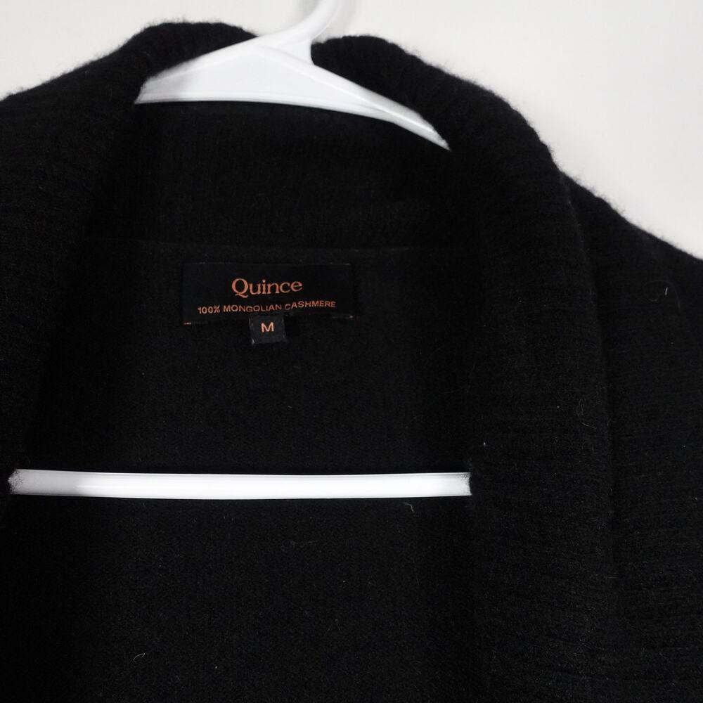 GUC Quince Black Mongolian Cashmere Open Cardigan Sweater Medium 1002 - Picture 6 of 12